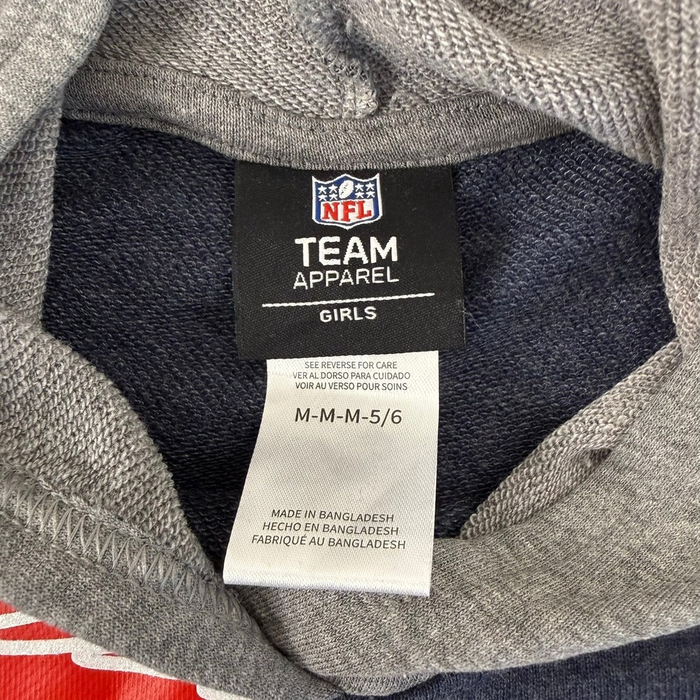NFL Team Apparel Patriots Hoodie Girls Size M 5/6 Navy Grey New England Football - Picture 3 of 11